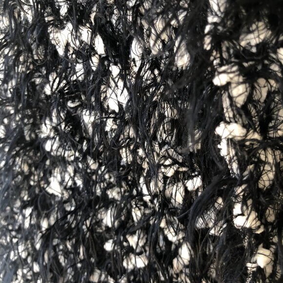 Chico’s Women's Large Vest Cardigan Open Front Soft Fuzzy Black Ecru Cozy - Picture 15 of 16